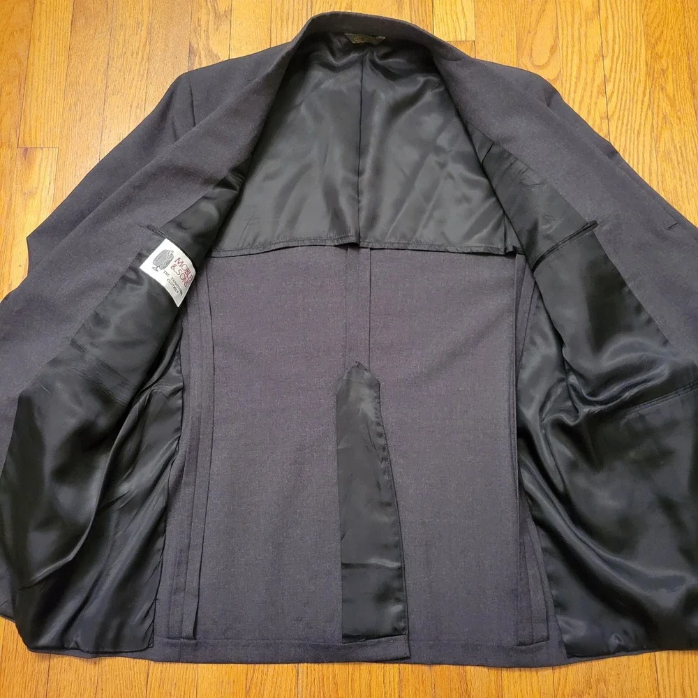 Mobley Sons Charcoal Gray Wool‎ Suit Jacket Blazer 3 Button Preppy Academia 44R